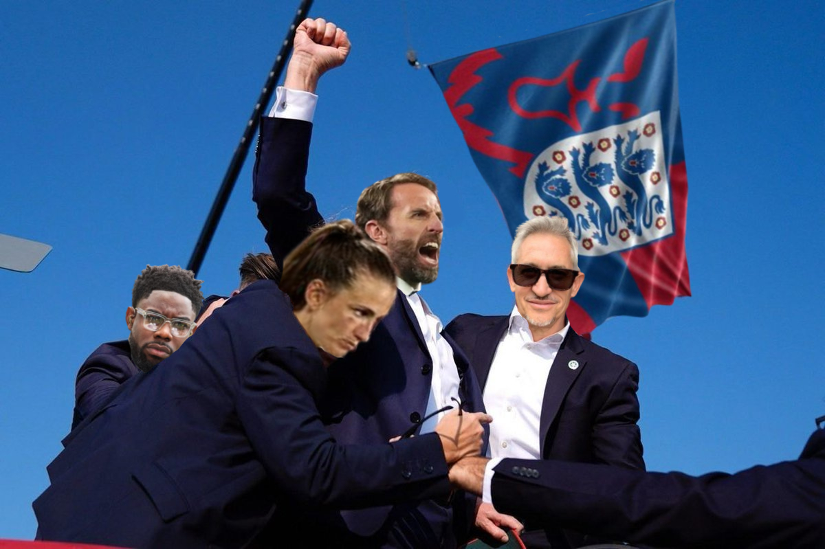 Bayliss05's tweet photo. It's Coming Home - Post 90 min scenes tonight. Southgate becomes a national hero https://t.co/YrGYb2MzC4