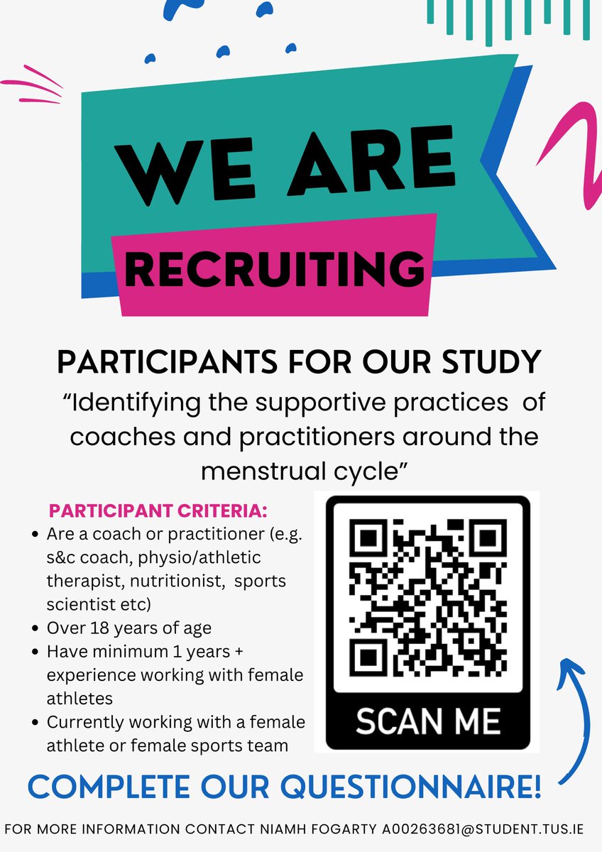 Do you think female athletes should be supported in relation to the menstrual cycle? 

If you are a coach or practitioner working with female athletes please help us by completing the questionnaire below ☺️

forms.office.com/e/zR695iqjEg