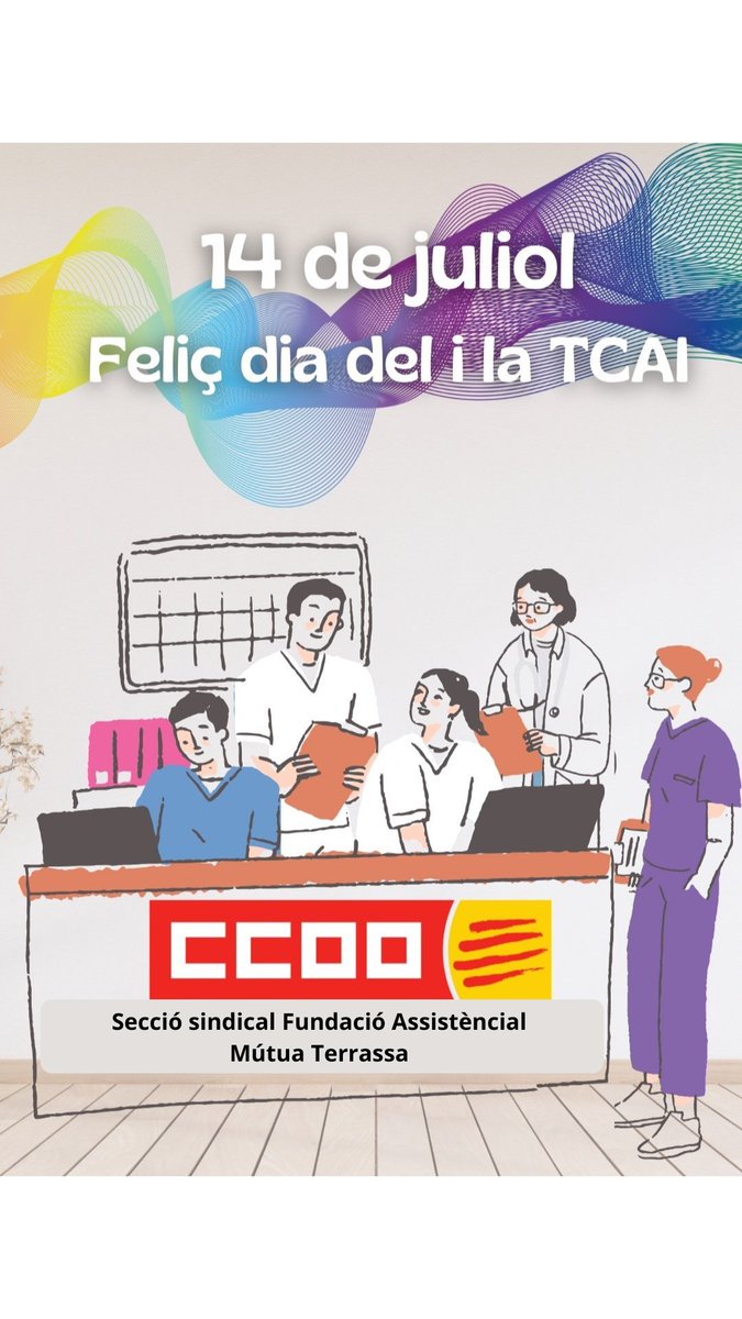 🗓14 de juliol: 
Dia Internacional de les TCAI (tècnic/a en cures auxiliars d'infermeria)
✅ Exigim l'actualizació de les funcions de TCAIs, al seu currículum formatiu i l'actual títol de Técnic Mitjà, la reclasificació en el grup C1 i la figura del o de la Coordinadora de TCAIs