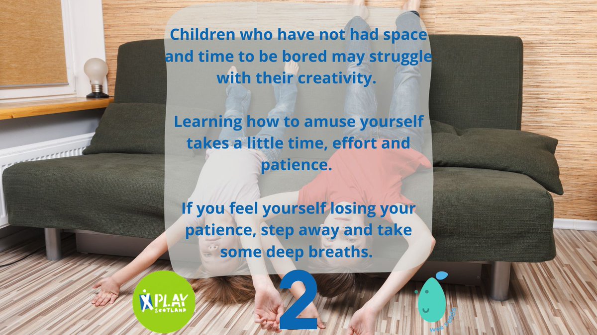 WeeSeeds's tweet image. Being bored helps kids build vital life skills like creativity and contributes to better #mentalhealth This #SummerofConnection explore the wonder of boredom, relieve pressure on yourself and reap long term rewards! Check out the images for our #toptips, with @PlayScotland