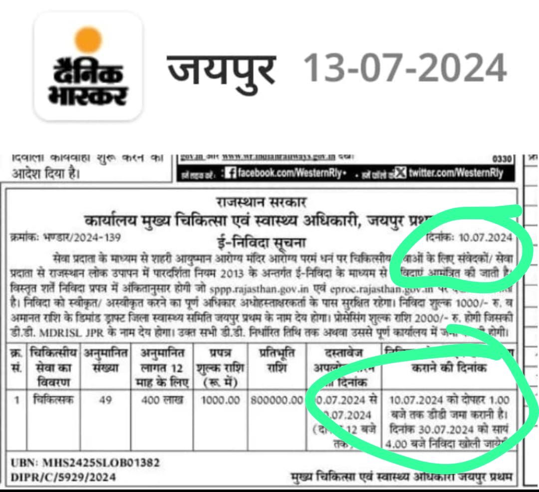 <a href="/RajCMO/">CMO Rajasthan</a> ,<a href="/BhajanlalBjp/">Bhajanlal Sharma</a> ये भावना ये विचार और ये विज्ञापन, डॉक्टर्स की गरिमा के विरुद्ध है , सरकार को चिकित्सकों के लिए ठेका प्रथा को बंद करनाचाहिए, व उन्हें सीधी भर्ती द्वारा लिया जाना चाहिए, बिचौलियों द्वारा नहीं।आई एम ए राजस्थान इसका पुरज़ोर विरोध करती है