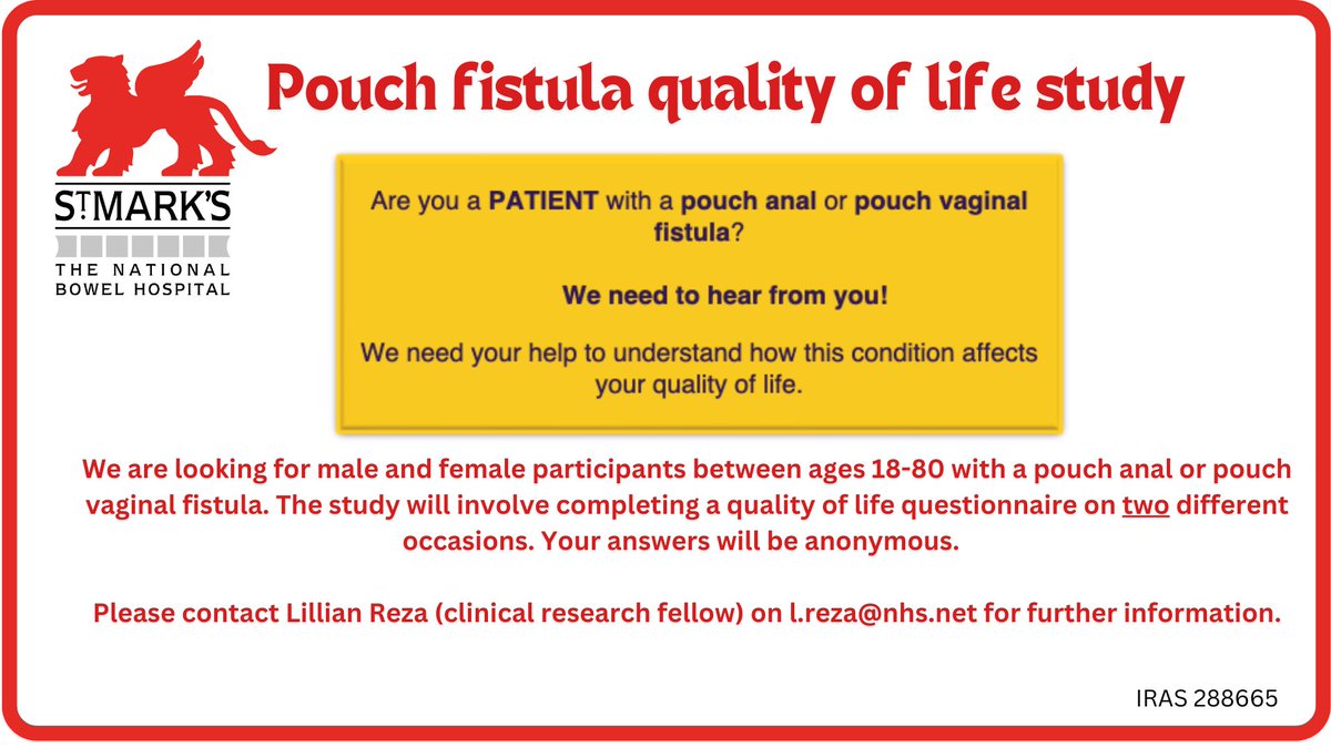 IA (Ileostomy and Internal Pouch Association) (@iasupport) on Twitter photo Do you have an internal pouch, a pouch anal or a pouch vaginal fistula? Would you be willing to participate in research to understand how living with a pouch anal or vaginal fistula affects quality of life? Email l.reza@nhs.net for more information.
#SafeWithIA #InternalPouch Do you have an internal pouch, a pouch anal or a pouch vaginal fistula? Would you be willing to participate in research to understand how living with a pouch anal or vaginal fistula affects quality of life? Email l.reza@nhs.net for more information.
#SafeWithIA #InternalPouch