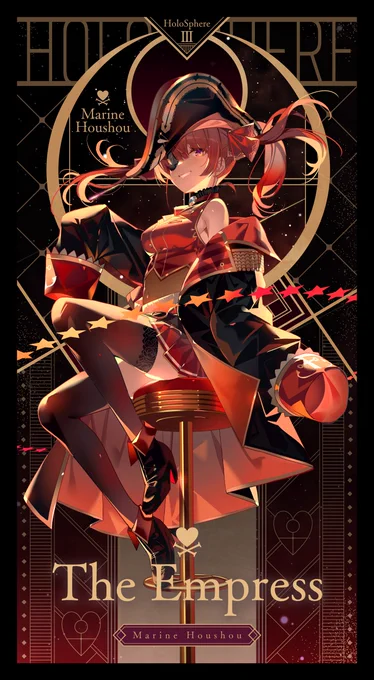 【タロットカードシリーズ】  3 女帝 THE EMPRESS 宝鐘マリン (※サムネイル加工素材はリプの中に) #マリンのお宝 #ホロライブタロットカード 