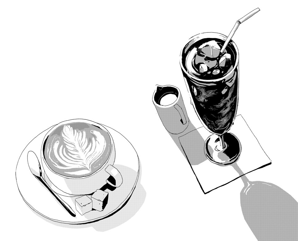 #兎が二匹裏話 #兎が二匹
短編版と連載版第一話でコーヒーにミルクを入れるのは(過去を消すことはなできないけれど)すずの苦しみを中和し癒やそうとした咲朗の優しさの隠喩としています。
コーヒーは苦い苦い過去の象徴です。すずの大切な親友との、思い出の味でもあります。 