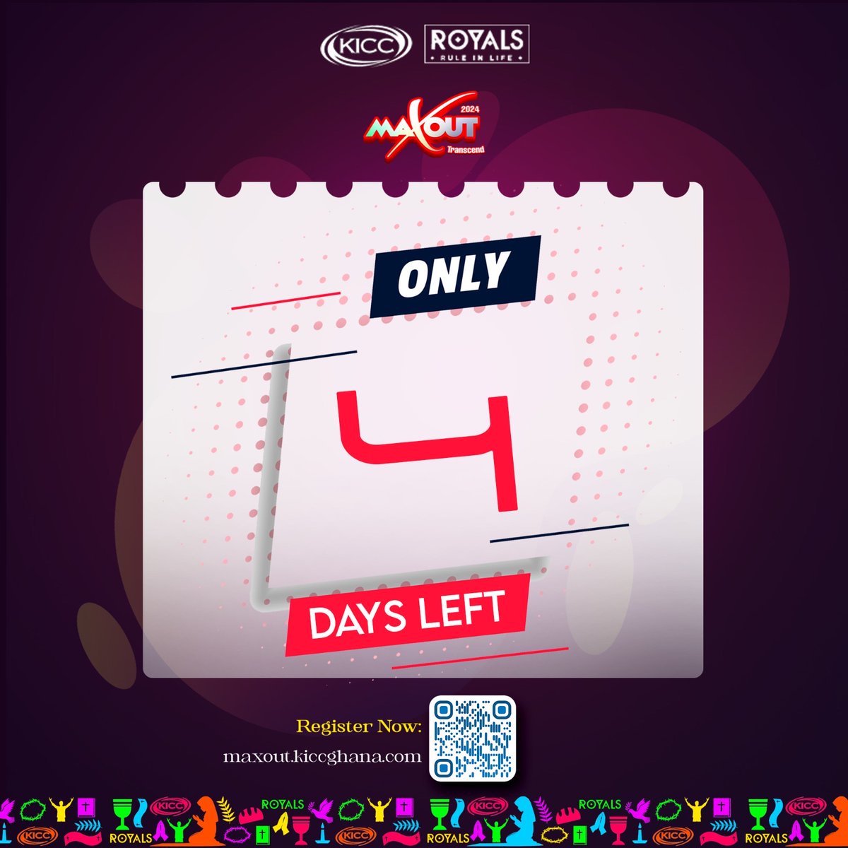kiccghana's tweet photo. Only 4 days left! ⏳ The anticipation is at an all-time high. Get ready for an incredible MaxOut2024 experience!  Secure your spot now: https://t.co/twLVYsmPAk  #MaxOut2024 #4DaysToGo #Event #youthconference https://t.co/sEJev5xnjJ