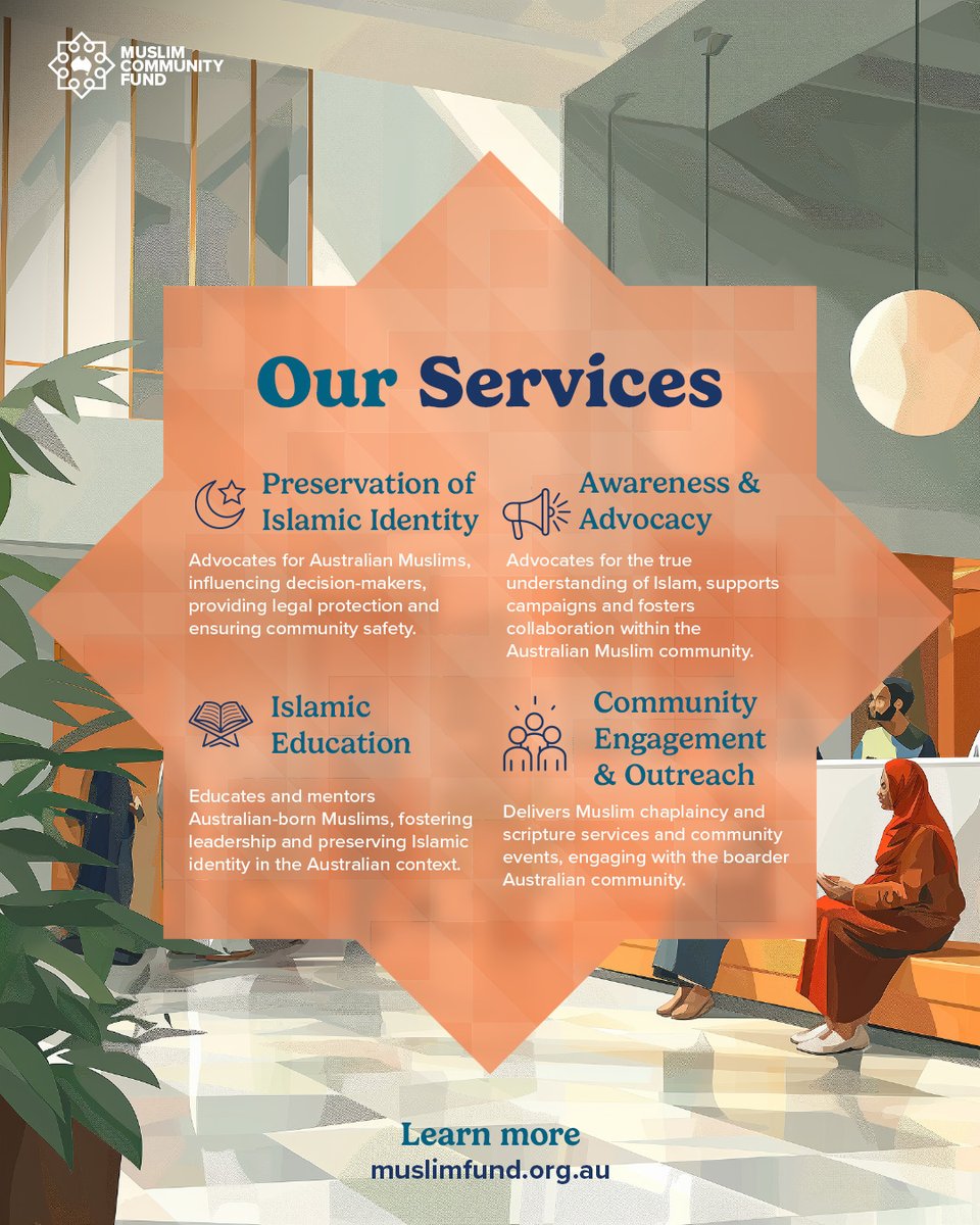 ImamsCouncil's tweet photo. Dedicated to community needs, the Muslim Community Fund offers chaplaincy, advocacy, Islamic education, and legal support. Empower their initiatives and vision: https://t.co/aWMeCx3SQY.
#CommunitySupport #IslamicEducation #Advocacy #MuslimCommunity #AustralianMuslims https://t.co/5jsc23svT1