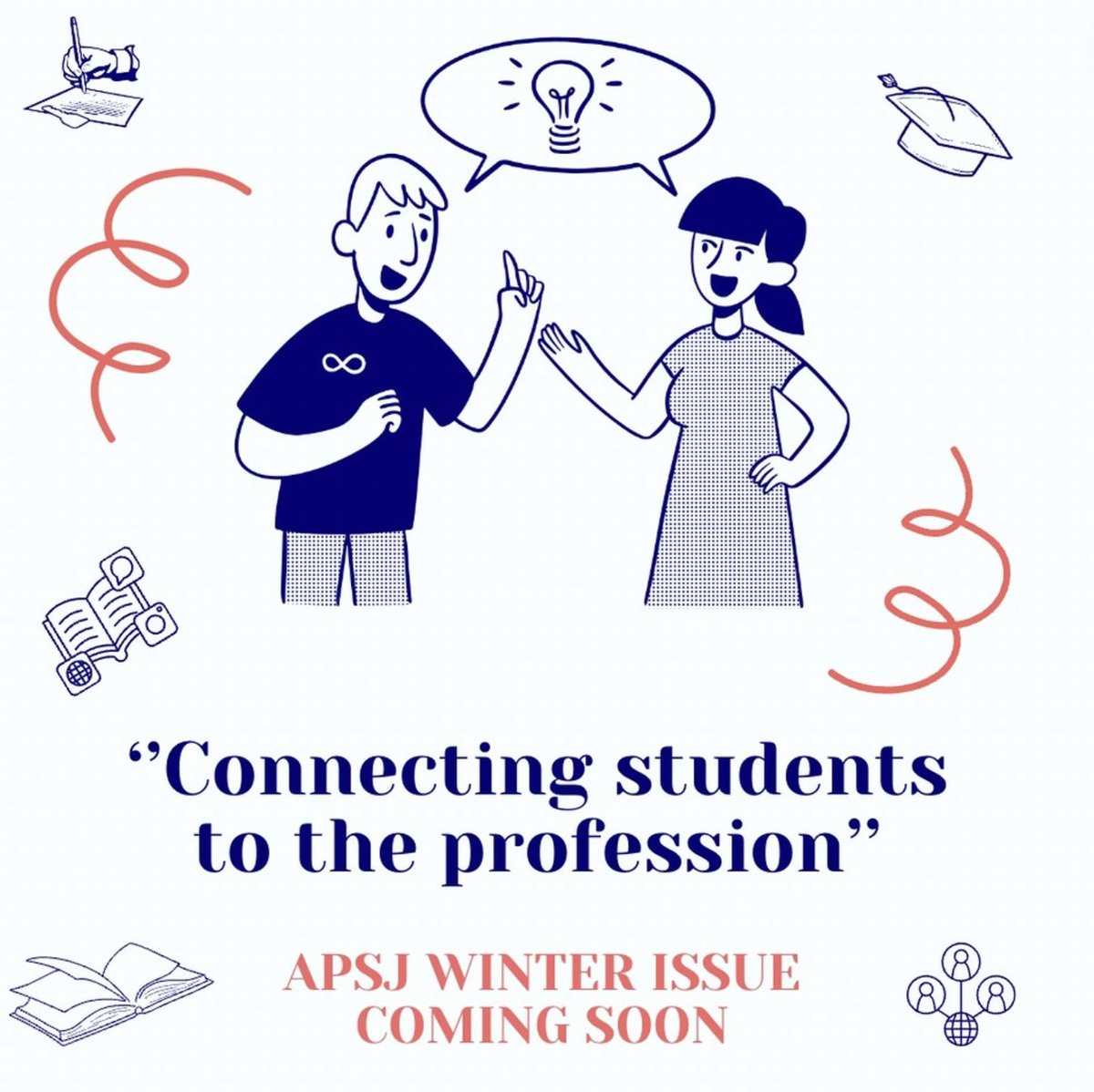 theAPSJ's tweet photo. Drumroll please 🥁🎉🤩

The APSJ is excited to announce the theme of our upcoming Winter issue…

💡⭐’ Connecting Students to the Profession’ ⭐💡

 We can’t wait to share it with you 🥰! Stay tuned for more information- coming soon!!🎉💫📚 https://t.co/ywq554X7v7