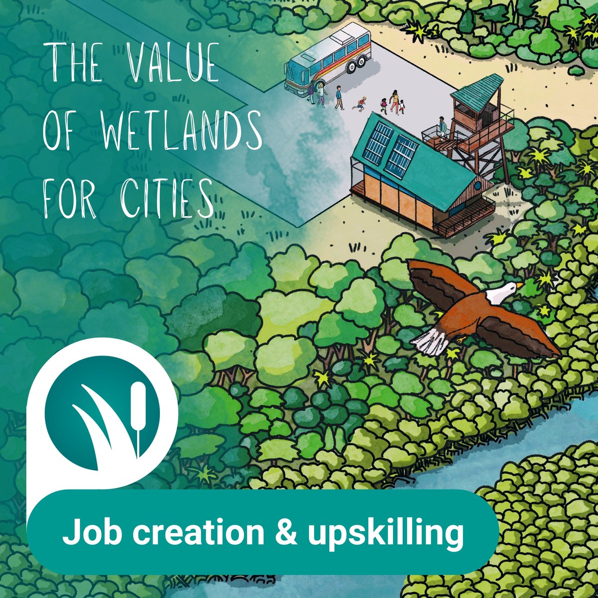 RamsarConv's tweet photo. Discover the value of #WetlandsForCities 🐸 #CitiesWithNature

Job creation &amp; upskilling: Wetlands boost tourism, create jobs, support research, fuel local economies &amp; expand knowledge.🔍🍃

🔗https://t.co/zEXSPyskT4 https://t.co/NbVAdNzASt