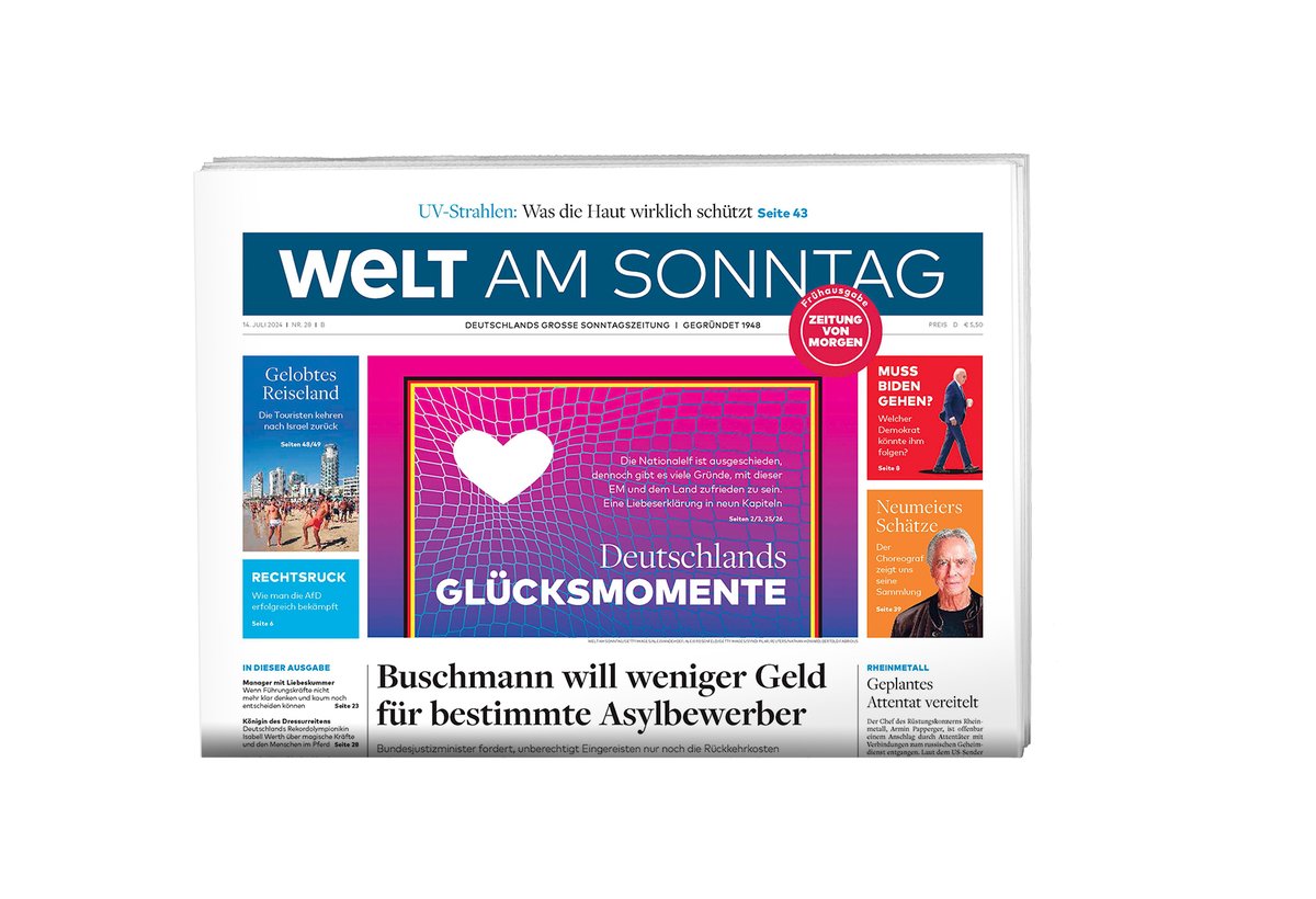 Die neue #WELTAMSONNTAG – jetzt bei Ihrem Zeitungshändler oder hier im E-Paper: epaper.welt.de