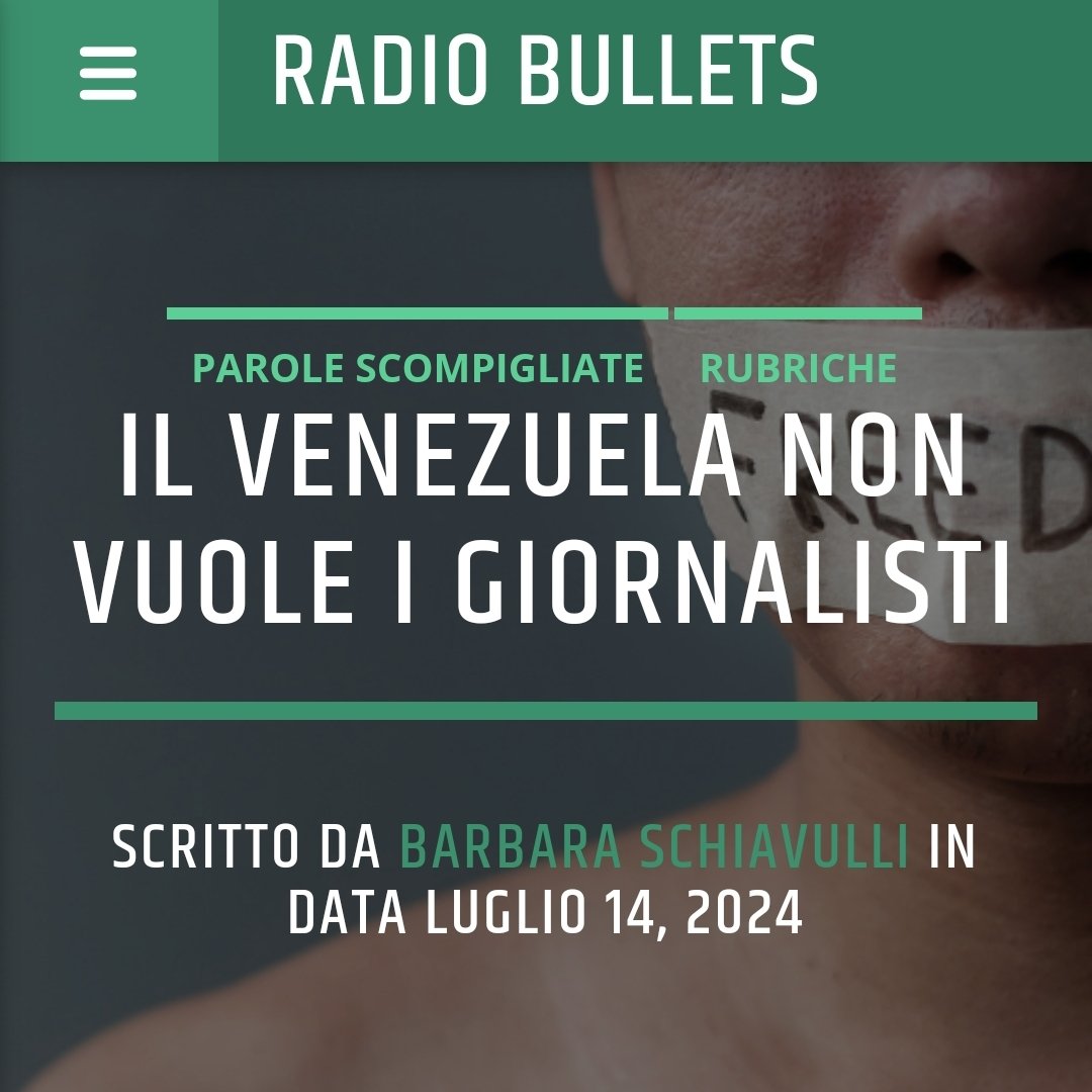 Il presidente del Venezuela Maduro non vuole i giornalisti stranieri durante le elezioni del #28luglio.
Quello che è accaduto a <a href="/RadioBullets/">RadioBullets</a> è molto grave.
Diamo loro una mano a non spegnere il racconto.
Sosteniamoli. Parliamo di Venezuela. E invitiamoli per parlarne.