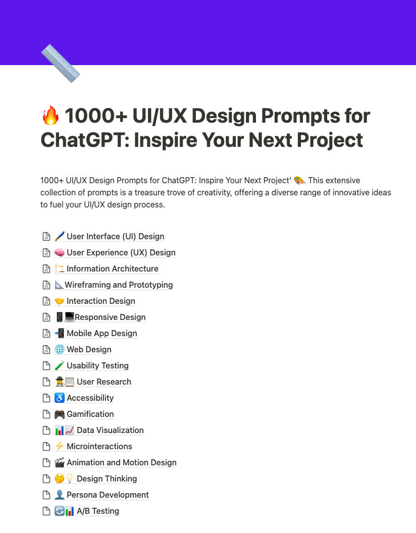 SabaKha73864219's tweet photo. Boost your #Productivity and spark creativity with '1000+ UI/UX Design Prompts for ChatGPT: Inspire Your Next Project'! 🎨💡 Get your copy now and take your design game to the next level: https://t.co/NaXDL3WKpv #letsconnect #Buildinpublic #topsale #AI https://t.co/hAtKXssnOd
