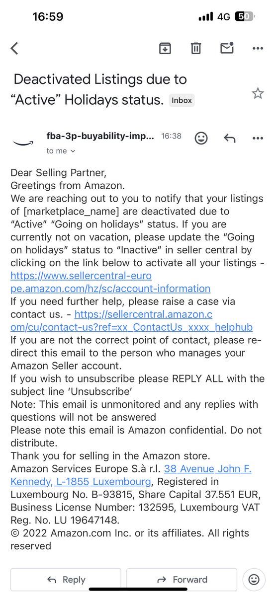 Anyone else get these emails every now and again?

Link never works and never has a marketplace name in there.

Wondering if it’s just an Amazon glitch?