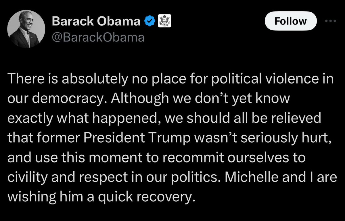 tiberiusfiles's tweet photo. News: US bombs kill 20k Palestinians

Obama:

News: The figure is now 40k, half children

Obama:

News: Children’s limbs, jaws, heads are being blown off with US munitions live to the world

Obama:

News: Almost 200k now feared dead

Obama:

News: Trump shot in ear

Obama: https://t.co/8G0oPI12g9