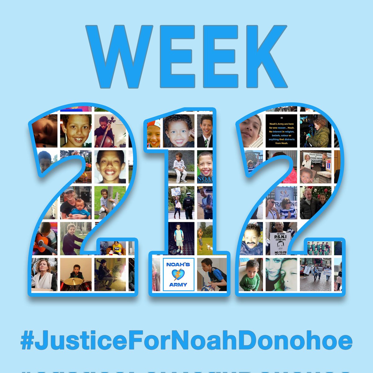 AmberJeden's tweet photo. This is week 212
Twitterstorm every Sunday until we get Justice for #Noah and rhe Truth for Fiona.

#JusticeForNoahDonohoe 
#RememberMyNoah💙  
#TruthForFiona. 
#NoahsArmy ⚡  
#Week212 
#TwitterstormSunday1811 https://t.co/QHYWgrDJF9