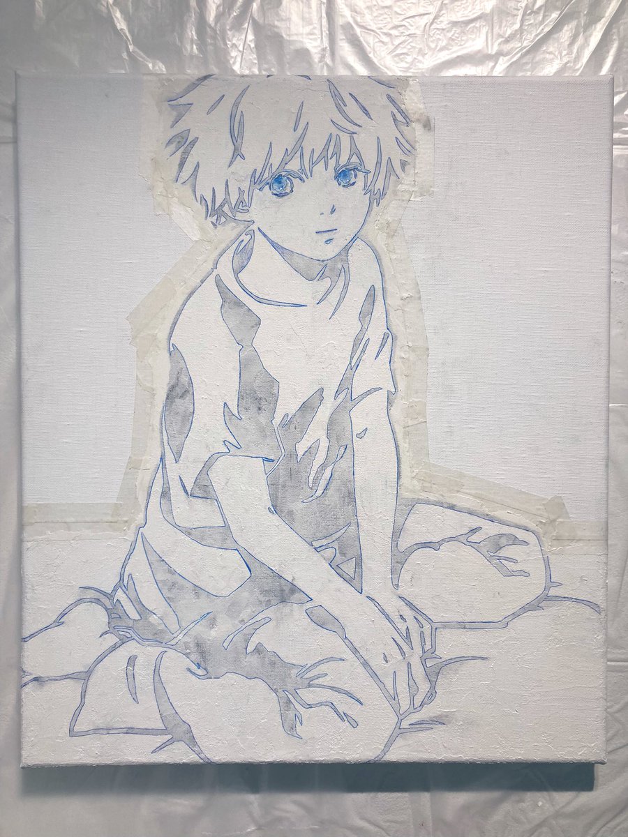 「公開制作、色がのりました。(顔も少し変わりました) 絵の具パートは勢いで塗るので」|むすび▶︎3.21.-4.9 flower bedのイラスト