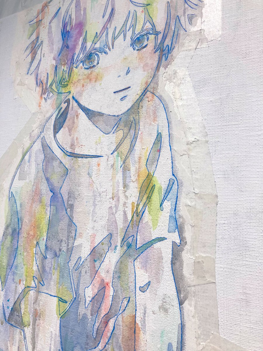 「公開制作、色がのりました。(顔も少し変わりました) 絵の具パートは勢いで塗るので」|むすび▶︎3.21.-4.9 flower bedのイラスト
