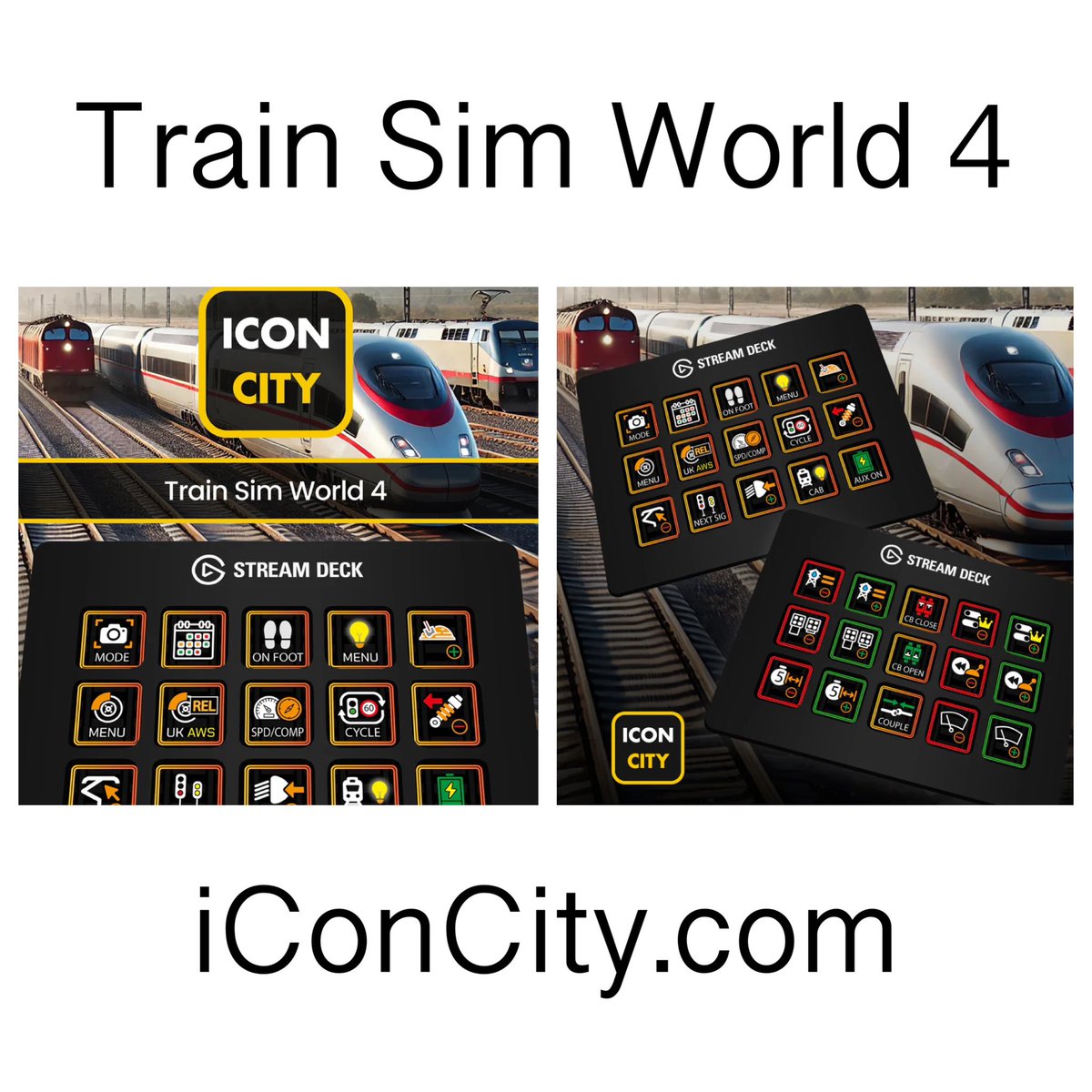 Our newest release! Train Sim World 4 - icons for Elgato Stream Deck! 1 click setup for 15 &amp; 32 key stream decks. #streamdeck #elgato #iconcity