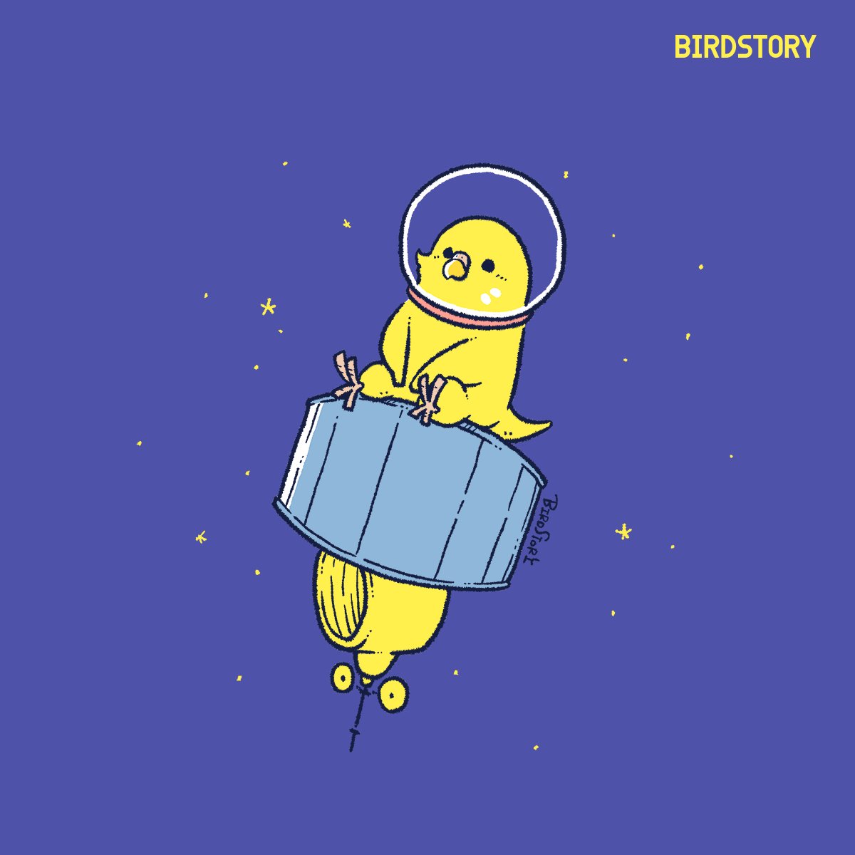 「おばんです。 本日は7月14日、1977年のこの日、日本初の静止気象衛星ひまわり」|BIRDSTORYのイラスト