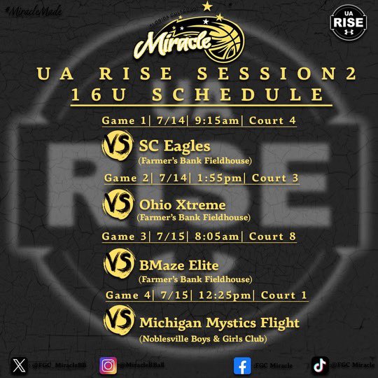 Here’s the schedule for Indiana!! Come check us out!!