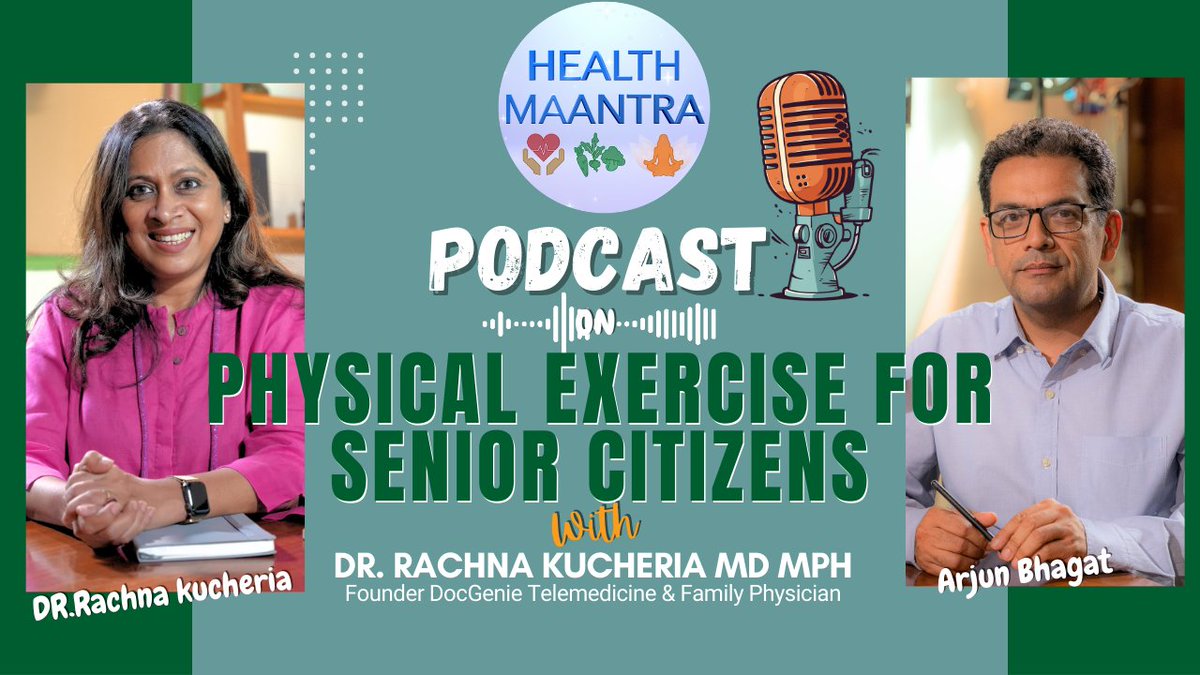 HMaantra's tweet photo. Watch Full Episode on YouTube: https://t.co/sR24UX7xq1
Arjun Bhagat's Podcast on Physical exercise for senior /senior citizens with Dr. Rachna Kucheria MD MPH @docgenieindia  Founder, Doc Genie Telemedicine &amp; Family Physician @HMaantra @ArjunBhagat7 @DrRachnaKucheri @oldagetweets https://t.co/fAScgZusGq