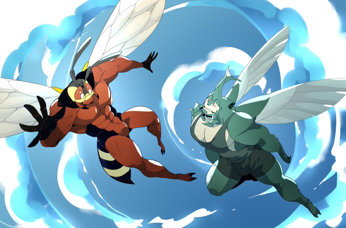 WindTide4631's tweet photo. @windu_utom My cidada killer wasp (who I haven't touched in a long while with commissions)

Also featuring @KokuKokuBoo's character Guisarme https://t.co/nKtU33v0sA
