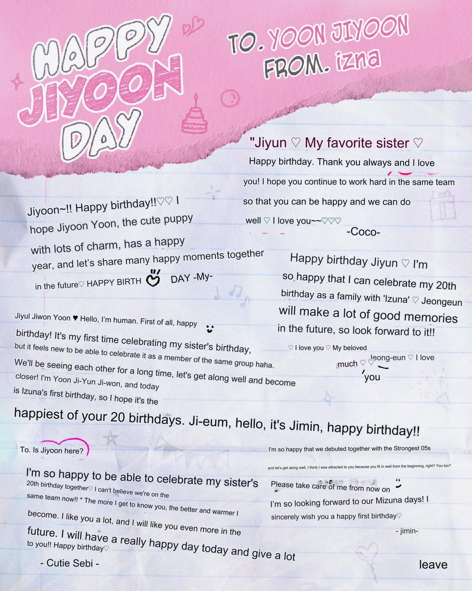 iznavod's tweet photo. ✨ izna members wishes for jiyoon bd on m plus 💬 

(left: original | right: translation) 

#izna #이즈나 @izna_offcl https://t.co/9Wb3IBOjtB