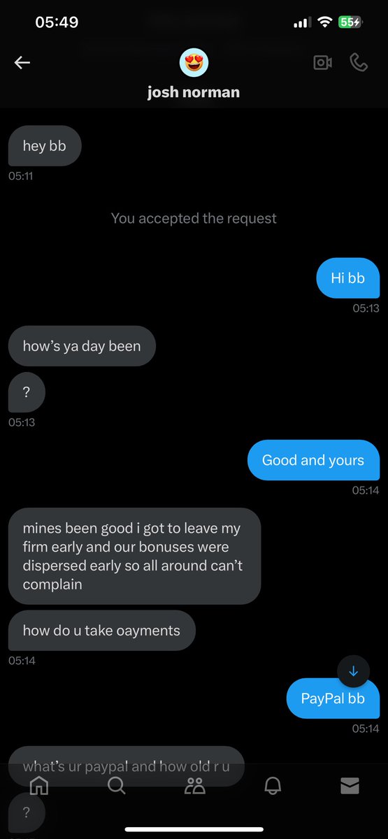 SilvaCathy4's tweet photo. Another scammer/time waster

His @ @j0shnorman he tries to make you feel comfortable and then says he will pay only after 5 mins in the call and tries to say he has other sellers, please don’t fall for this it’s obviously a scam

#buyingcontent #sellingcontent https://t.co/vQg7PV31oO