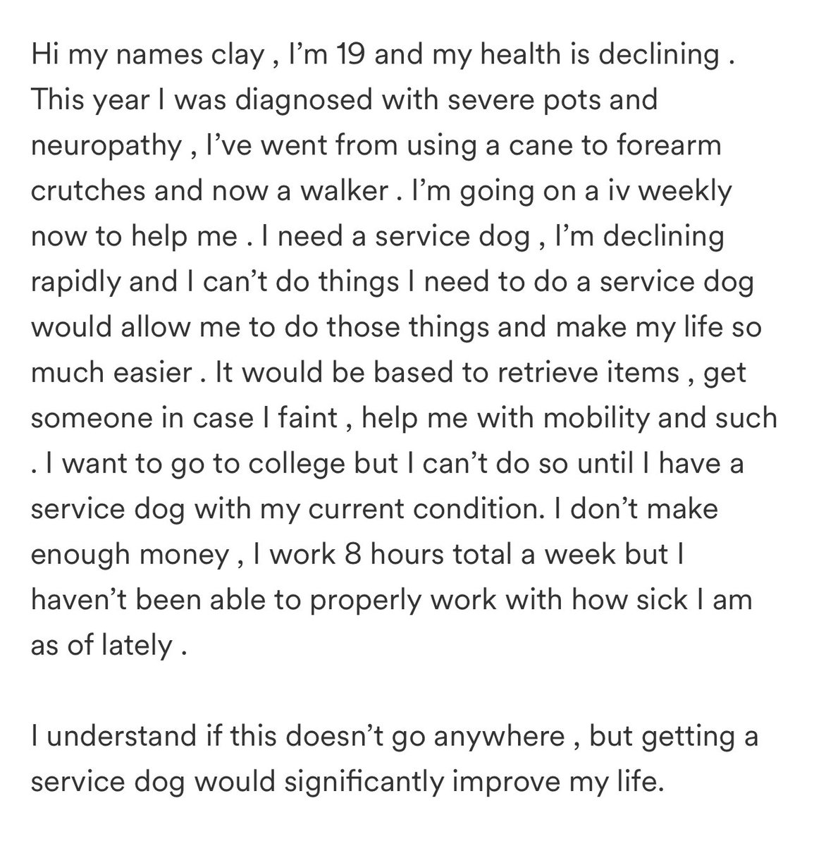 MVRPSUPPORT's tweet photo. ⠀
⠀
Please stop and take time to read this and spread the word. Donate if you can, but most importantly, spread the word to help @C0DENAME_VIPER out with getting a service dog to assist him with his everyday life.

Donation link here: https://t.co/H3ZxeQbxVS
⠀
⠀ https://t.co/qzIWGg8bMS