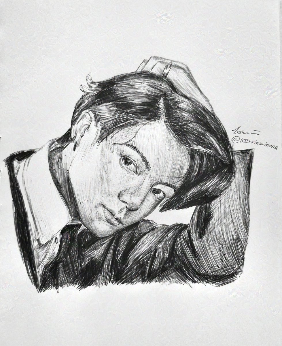 KerrinWinona's tweet image. Sketch of Jungkook (by kerrin winona) 
Tools: pen

Drawing process can be seen here
youtu.be/nabQCc7fJRg