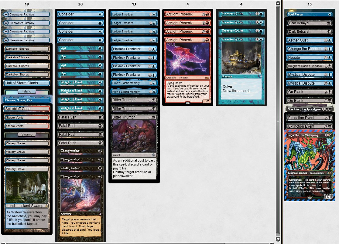 MtgVinci's tweet photo. FREE SIDEBOARDGUIDE for Pioneer UB Phoenix!✌️

Won a 9 round RCQ without a loss after weeks of working on the list. UB Phoenix is better in most popular matchups at the moment and Thoughtseize + Cruise is amazing!

Follow is appreciated for further free SB-Guides and decktechs✌️ https://t.co/PCKcDdOq2M
