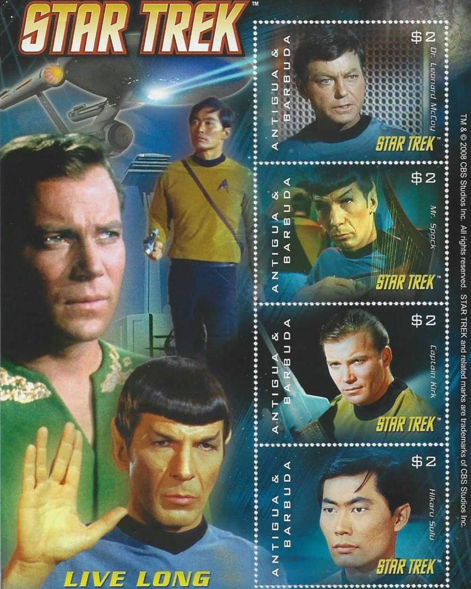It's time for our first U.S.S. - Unique Souvenir Sheet 🖖

This week, we're honoring Captain Kirk, Spock, Bones and Sulu – the trailblazers who launched us all on a lifelong journey through the stars.

Which TOS crew member is your ultimate favorite?  #startrek #startrekstamps