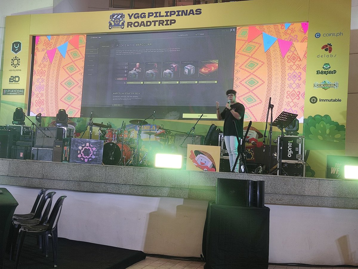 bitpinas's tweet image. On stage: Introduction to web3 game Parallel TCG with a show match featuring partner guild Built.

There will also be a series of tournaments with a prize pool of $500,000 for the rest of 2024.

#YGGRoadtripManila 
#ByahengWeb3