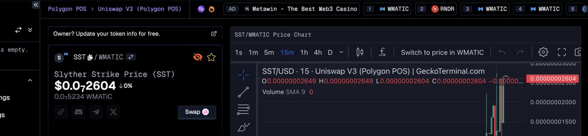 Slytherstrike's tweet photo. Airdrop - 02 drop your matic polygon address for 500K$SST token in your wallet , free money glitch , swap the token in metamask for matic polygon #airdrop #metamsk #polygon #polygonscan #trading #phantom #trustwallet #tokens #cryptocurrency #freemoney #freegiveaway #gaming #SST https://t.co/d0xJJFYgOp