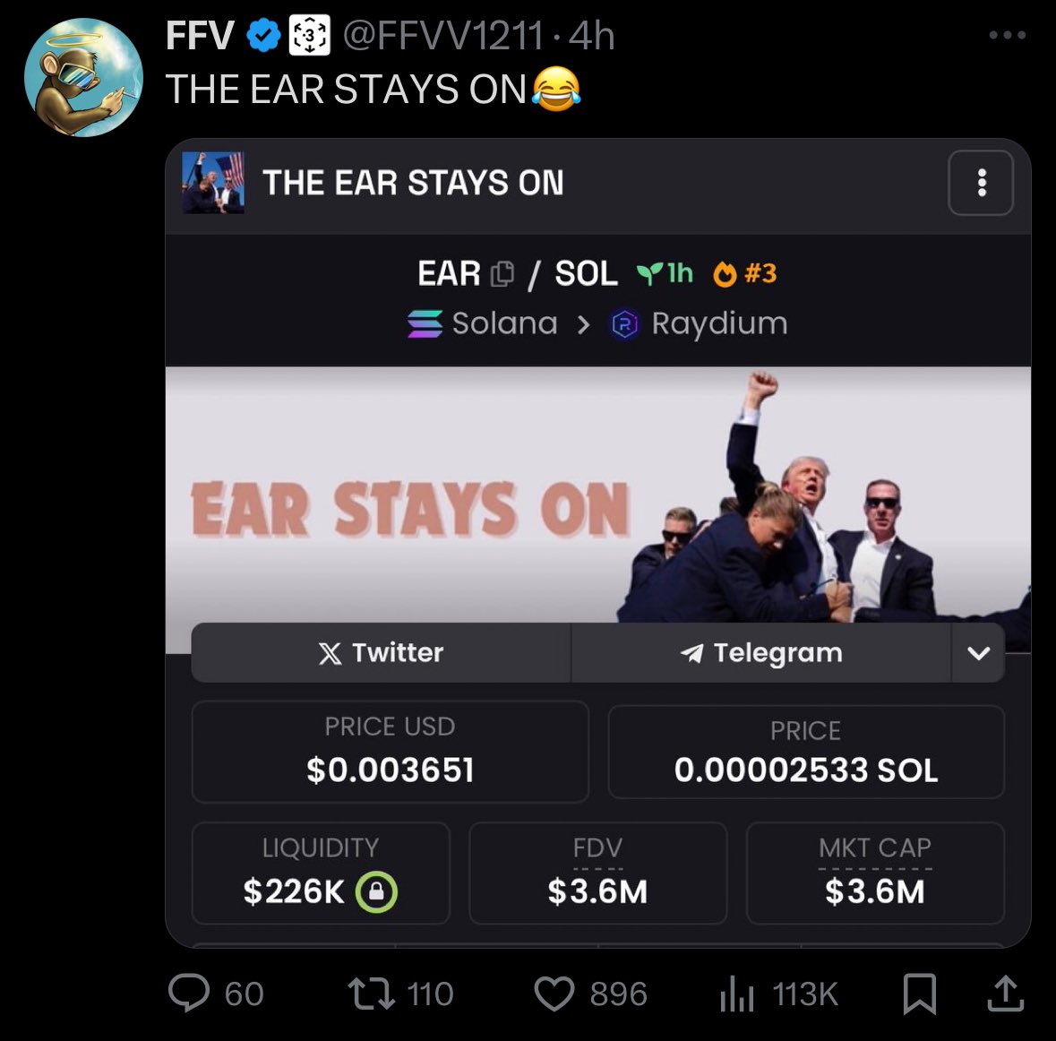 If you would have bought $20 worth of $EAR when I posted this it would be worth over $175,000