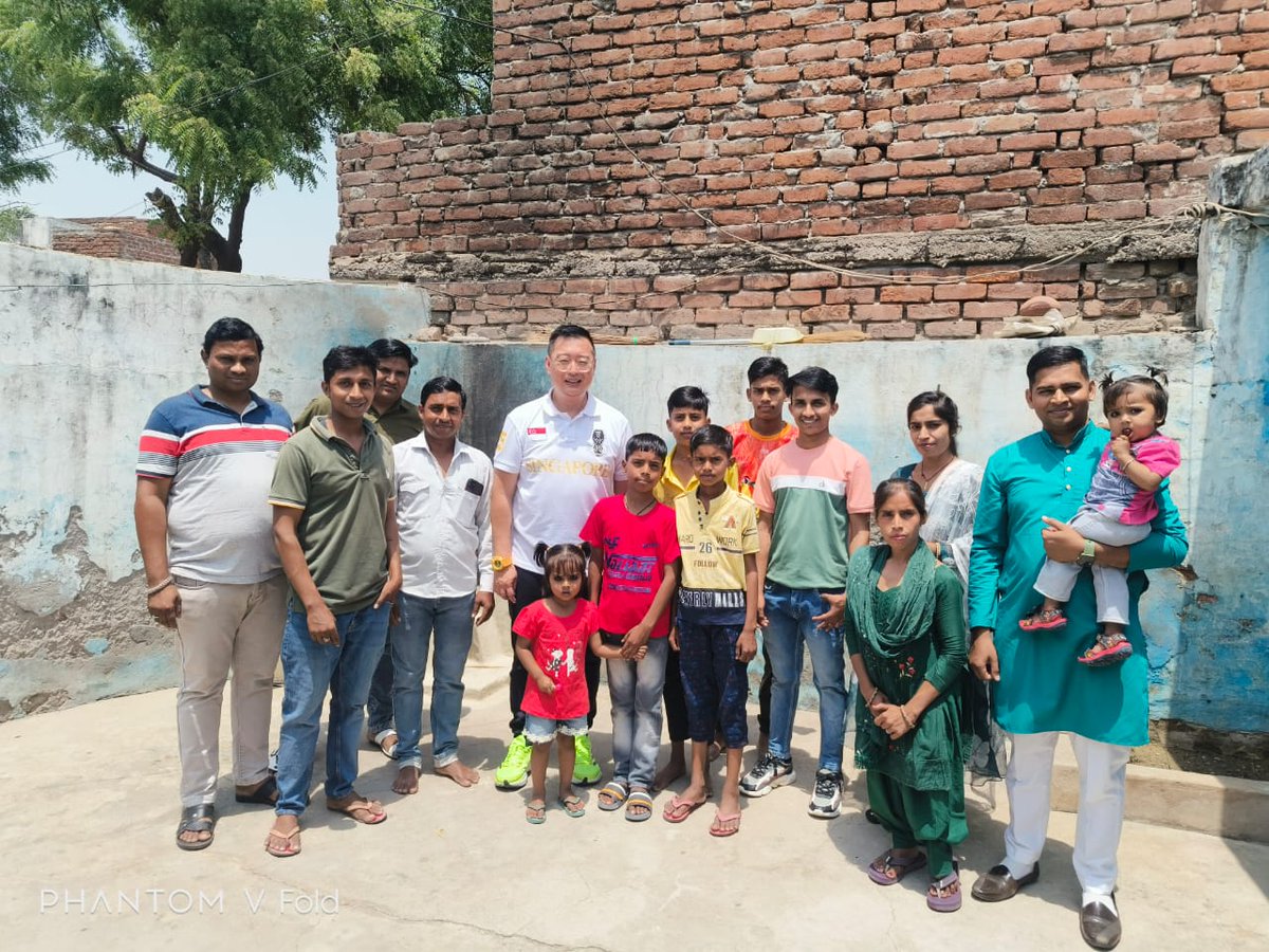 SGinIndia's tweet photo. Visited my staff's village in #UP. Life has improved a lot with new roads and facilities. They want more good jobs for their children.  Singapore is here to walk this skilling journey together with India. HC Wong @myogioffice @jayantrld @MSDESkillIndia #SkillIndia #NDA 3.0 https://t.co/9mU0DIyprp