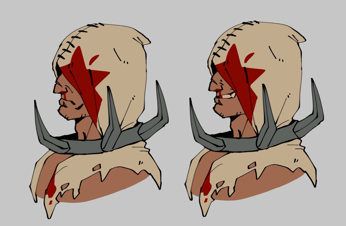 xsanguinate_'s tweet photo. #DarkestDungeon 
flagellant is known for his grin but i think his frown is also cute

anyway unmasked delusions https://t.co/tdq6sIGPxM