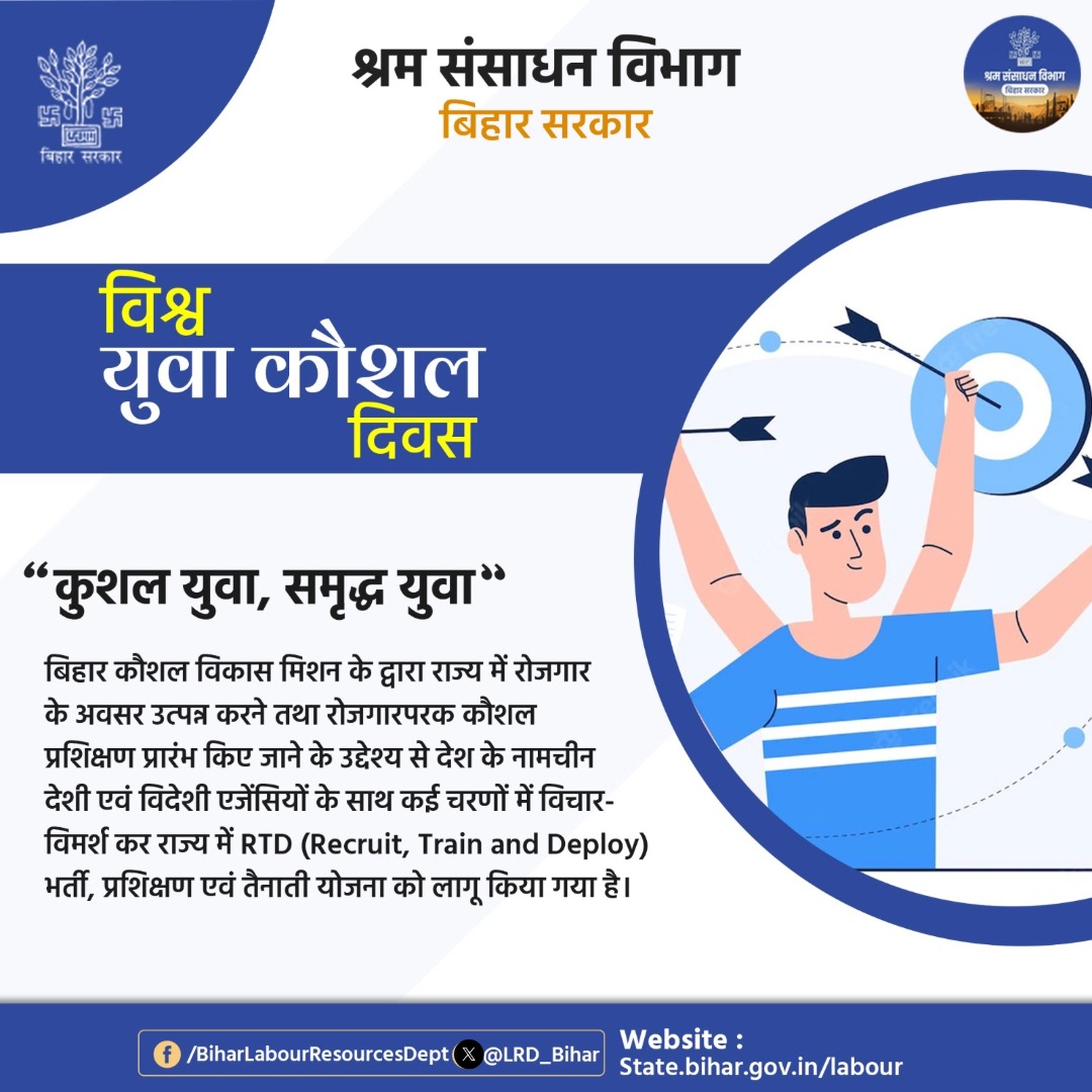 LRMWWDBihar's tweet photo. विश्व युवा कौशल दिवस विशेष
@IPRDBihar
@officecmbihar
@SantoshksBJP
@BiharSDM
#LabourResourcesDept
#Worldskillday
#skillindia #BiharGovernment #Bihar #bsdm #KYP https://t.co/2ZemxMbbuc