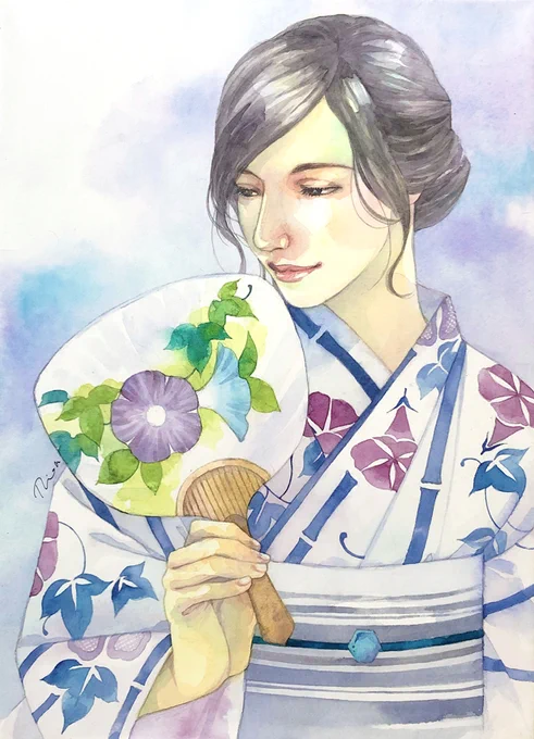 『朝顔』#水彩画 #watercolor 