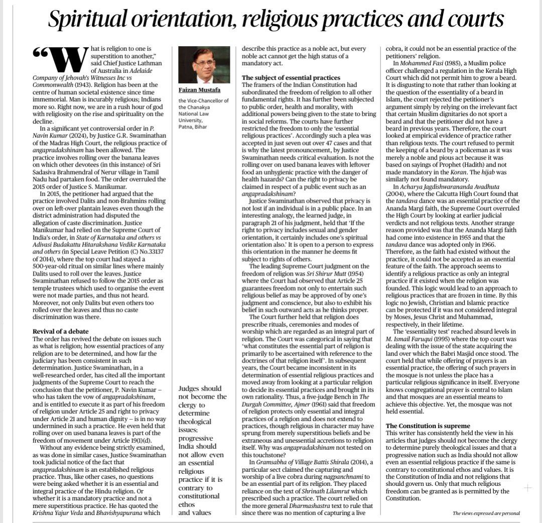 upsccurrent78's tweet image. #Polity #ReligiousPractices #FR #SC #Perspective #TN #EssentialPractices #NavinKumarCase2024 #Angapradakshinam #UPSCCSE