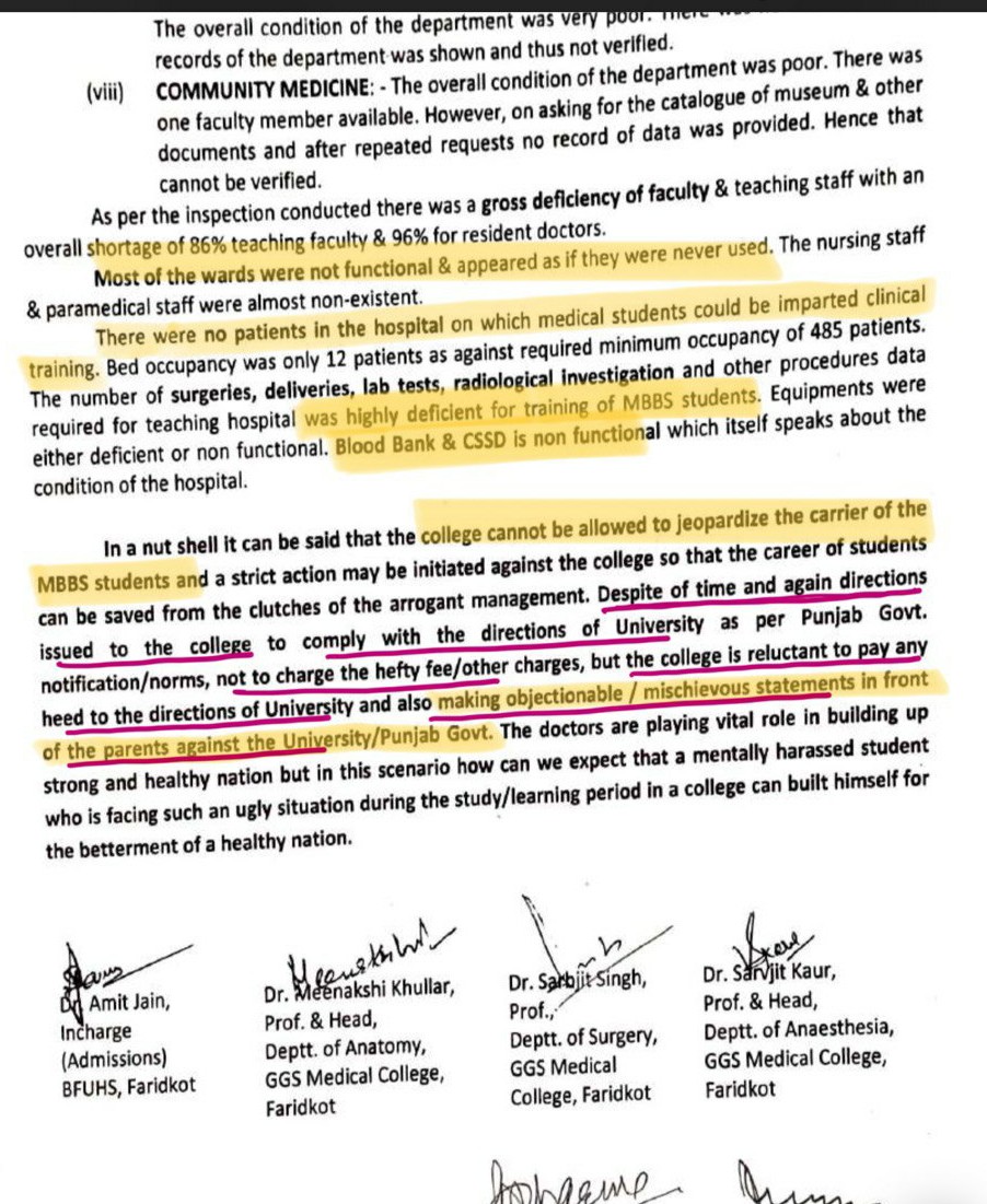 t_singla0510's tweet photo. 🚨Despite @BFUHS_FARIDKOT and @NMC_IND knowing and stating all the facts in there reports, Why temporary shifting has not been done? 
Why was this college given affiliation at the first place?
#wmckillingmedicoscareer
@karamprakash6 @HVSBanwait @Indian__doctor @autopsy_surgeon https://t.co/nIubFcyivd