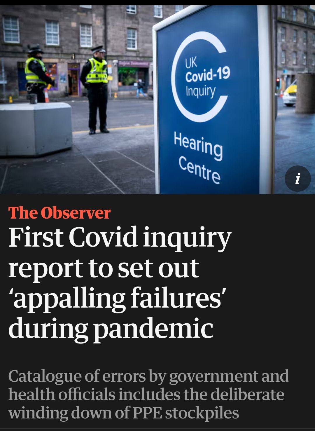 First Covid inquiry report to set out appalling failures during pandemic Catalogue of errors by government and health officials includes the deliberate winding down of PPE stockpiles