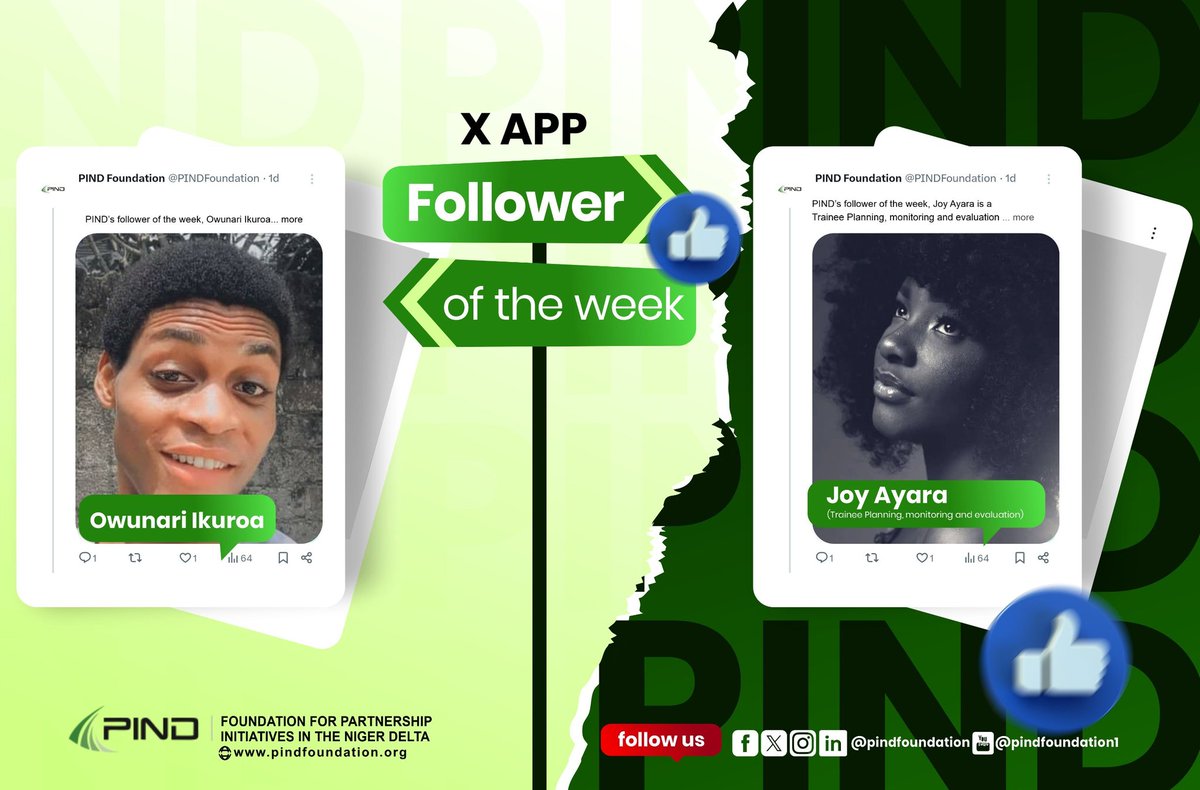PINDFoundation's tweet photo. Shout out to our amazing social media stars of the week @owunariikuroa &amp; @joy_ayara

#SocialMediaStars #PINDCommunity #pindfoundation https://t.co/jdOuLAjGHd