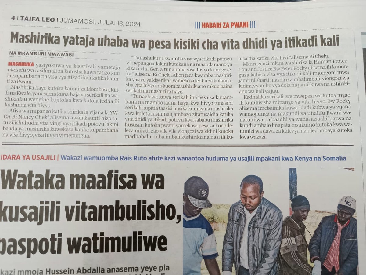 Our effort to counter the rise of juvinile gangs, violence extremism and elderly killings is affected the goverment cutting the pcve funds in coast .we are still in the struggle.<a href="/HakiYetuOrg/">Haki Yetu</a> <a href="/CoastRights/">Coast Civil Society Network For Human Rights</a> <a href="/KenyaYwca/">YWCA Kenya</a> <a href="/InformAction_KE/">InformAction Kenya</a> <a href="/IMLU_org/">IMLU</a> <a href="/UraiaTrust/">Uraia Trust</a> <a href="/AmnestyUK/">Amnesty UK</a>