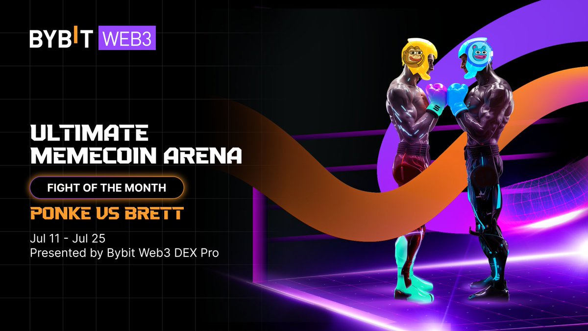 Bybit_Official's tweet photo. 🥊 Bybit Web3's DEX Pro: The Ultimate Memecoin Battle!

Featuring 2 heavyweights: Solana's #Ponke @ponkesol VS Base's #Brett @BasedBrett

$50,000 Prize Pool up for grabs! Trade more to win more!

💫 Enter And Trade Like A King: https://t.co/INTY3gbTJ6

#BybitWeb3 #CryptoGames2024 https://t.co/J6ij75W2al
