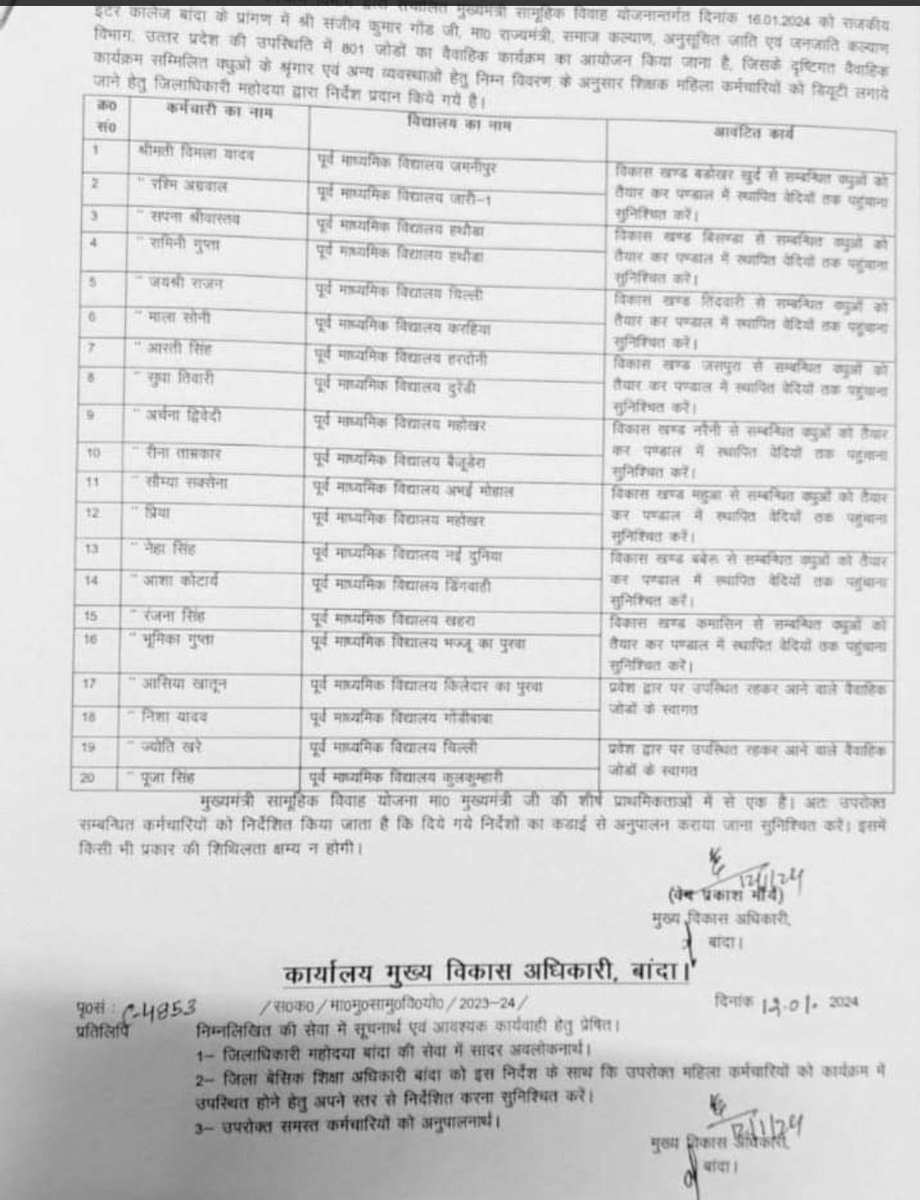 शिक्षिकाओं की ड्यूटी लगाई गई वधुओं का श्रृंगार करने हेतु... 🤣😄😄🤣 और समाज कहता है करते क्या हैं ये लोग... आदेश जनवरी 2024 का है......
#BoycottOnlineAttendence