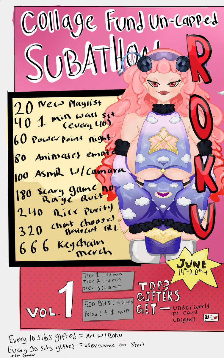 MissRoku's tweet photo. Whats this? A subathon?
Join me later today and throughout the week during my subathon!! All donations for will be used to go to my living expenses for this next year ☺️
Twitch- BunnyPrincessRoku
♥️#vtuber
♥️#subathon
♥️#eventstream
♥️#college https://t.co/knnJ0BsTZB