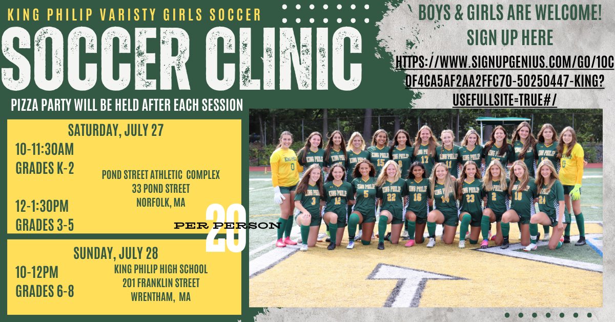 Soccer Clinic, Sign up! m.signupgenius.com/#!/showSignUp/…