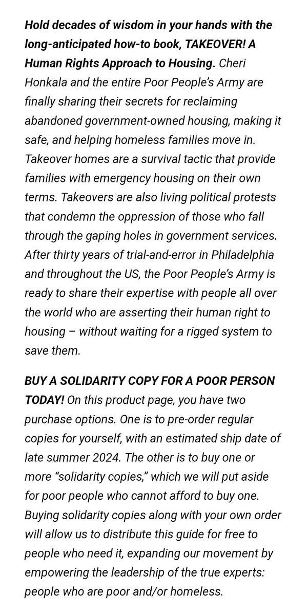Oooo, new potential book purchase?!? 👀 

TAKEOVER!: A Human Rights Approach to Housing by <a href="/CheriHonkala/">Cheri Honkala 🌻</a> and the <a href="/PPEHRCorg/">Poor People’s Economic Human Rights Campaign</a>