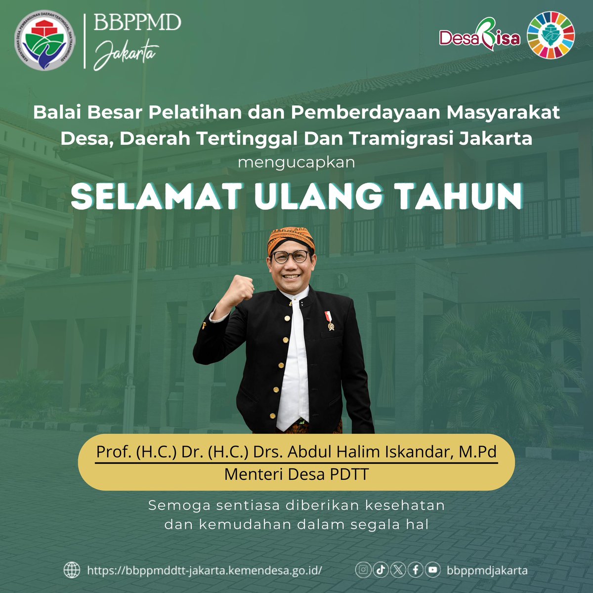 bbppmdjakarta's tweet photo. Selamat Ulang Tahun Gus Menteri 😇
Semoga senantiasa dilimpahkan rahmat dan kesehatan oleh Allah SWT😇🥳 https://t.co/v8rNLGxRA7