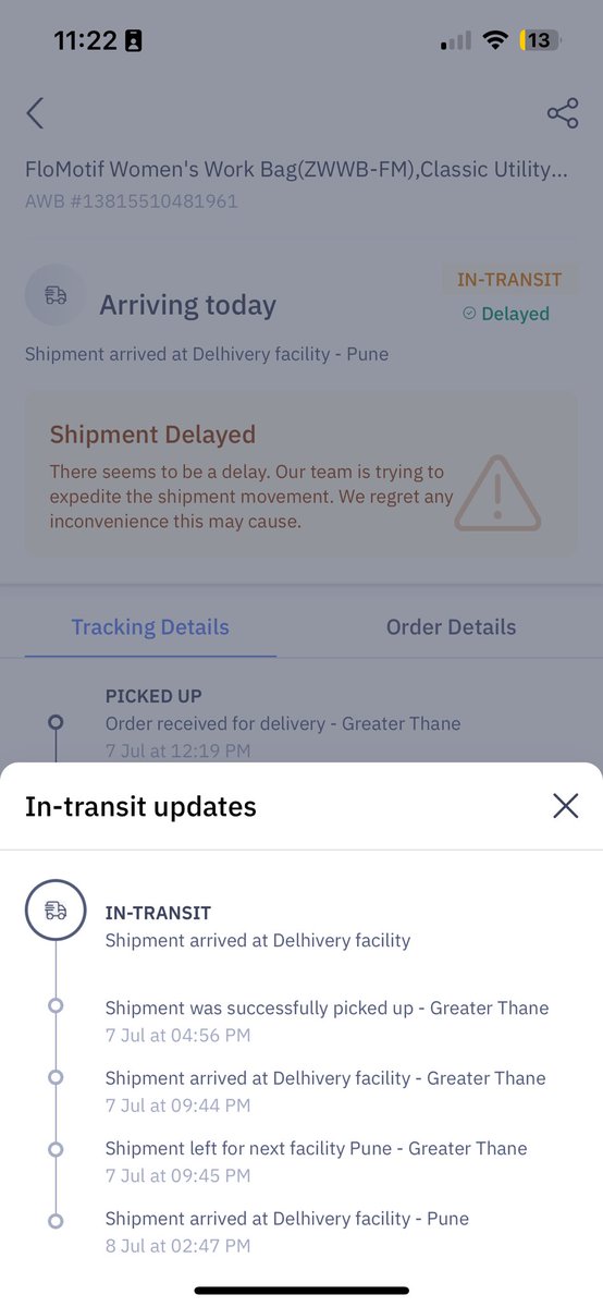Ksolanki88's tweet photo. @help_delhivery My parcel is arrived pune 7 days ago - no one is bothered to deliver it , everyday it says delivering today and no one shows up . Worst part is there is no contact to talk to anyone and no replies on the tickets raised . Pathetic service guys , this is not acceptable https://t.co/QVGW4XlvT6